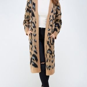 Long Animal Print Cardigan Duster
